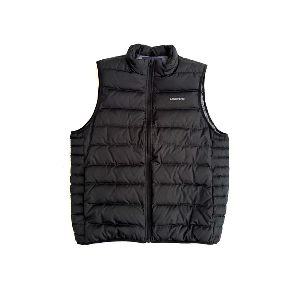 Lands' End Goose-Down Jacket Men's XL Black Quilted Puffer 600 Fill Warm Outdoor - Picture 1 of 10